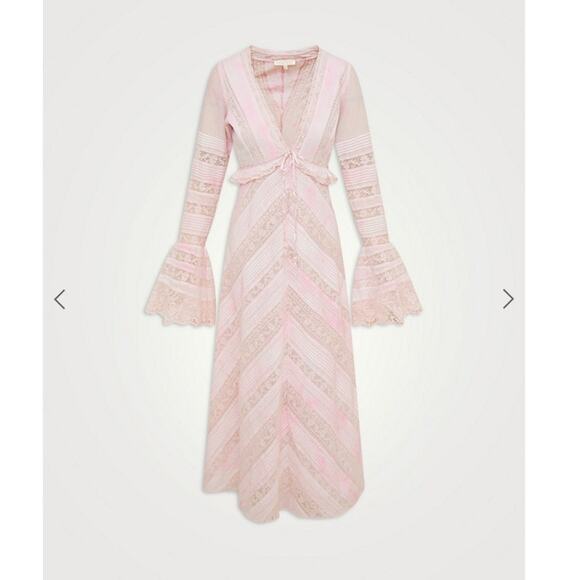 LoveShackFancy Blush Maxi Dress with Ruffle Sleeves - Picture 3 of 11